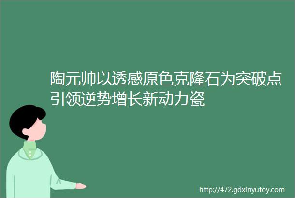 陶元帅以透感原色克隆石为突破点引领逆势增长新动力瓷