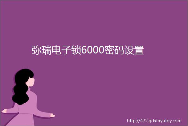 弥瑞电子锁6000密码设置