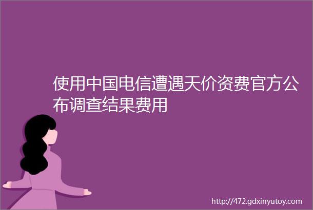 使用中国电信遭遇天价资费官方公布调查结果费用