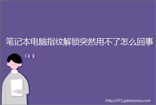 笔记本电脑指纹解锁突然用不了怎么回事